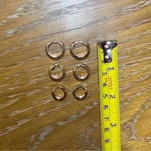 New Gold Hoops Earrings, Set of 3